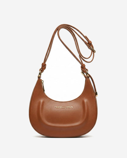 Ornella (cognac) - Italian calf leather women's crossbody bag (with shoulder strap) — photo 3 of 9