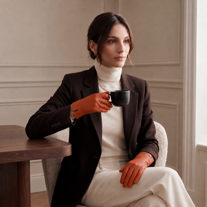 P2666 (orange) – Women’s unlined Italian lambskin leather dress gloves — photo 5 of 10