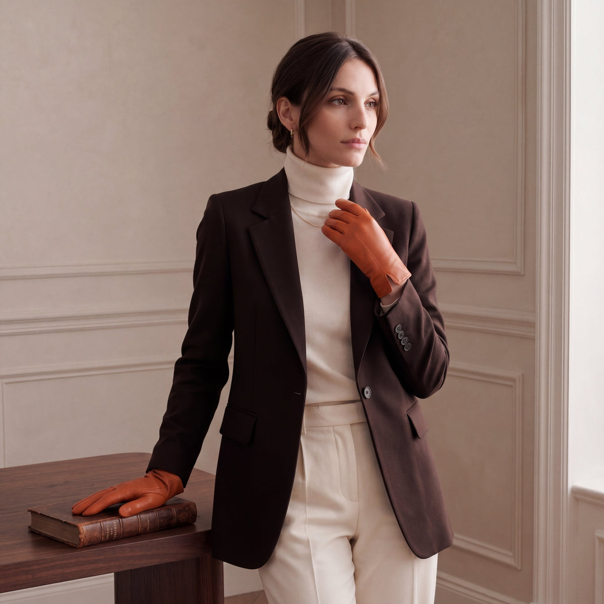 P2666 (orange) – Women’s unlined Italian lambskin leather dress gloves — photo 4 of 10