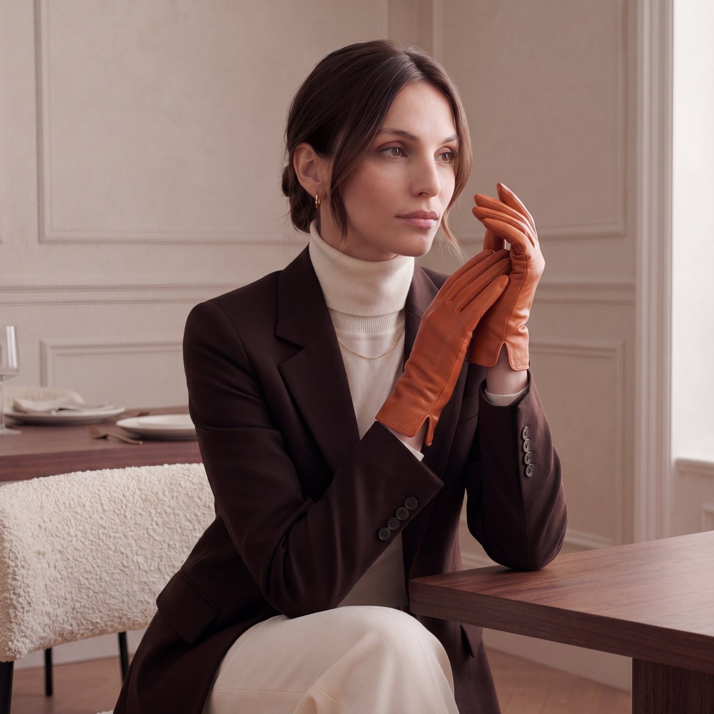 P2666 (orange) – Women’s unlined Italian lambskin leather dress gloves — photo 6 of 10