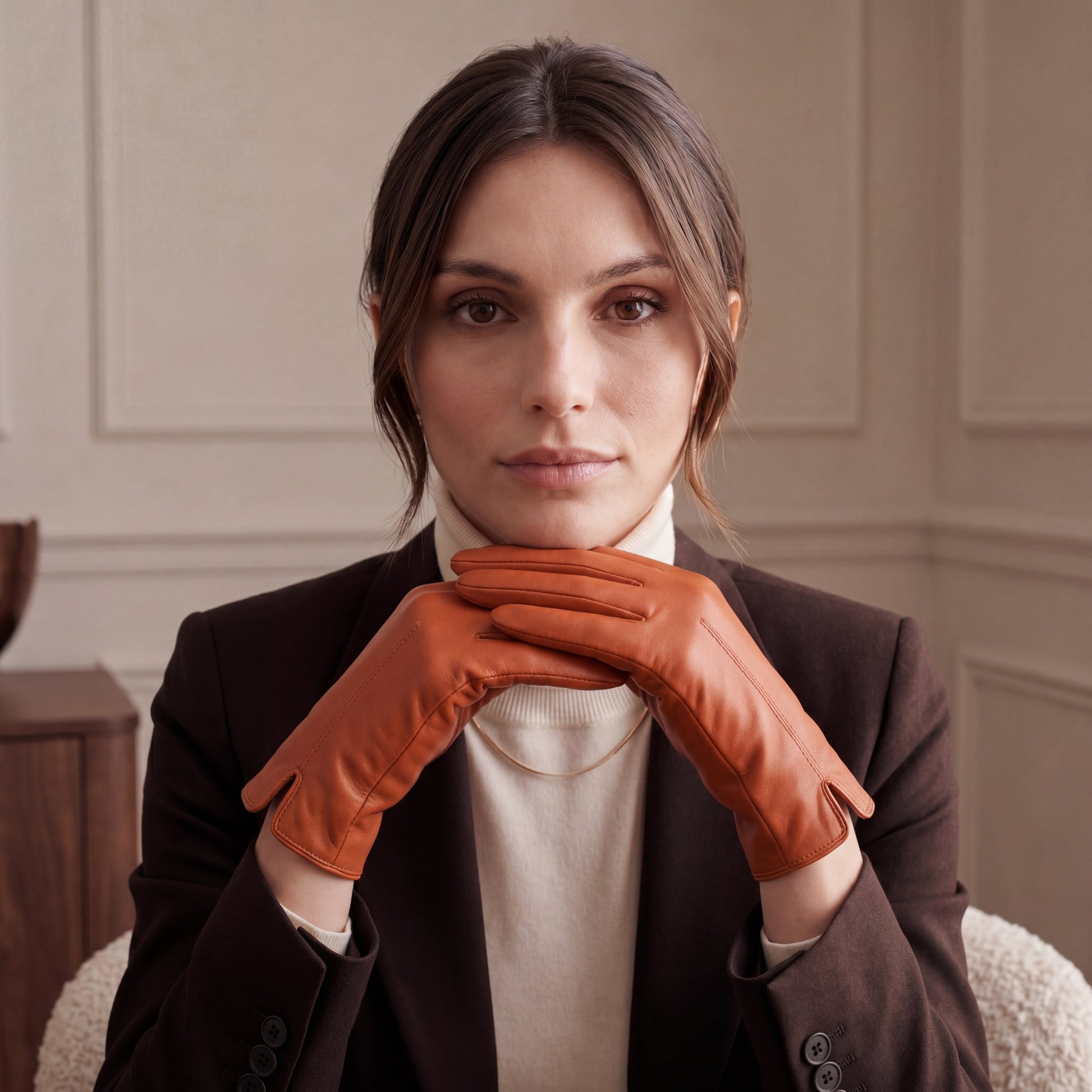 P2666 (orange) – Women’s unlined Italian lambskin leather dress gloves — photo 3 of 10