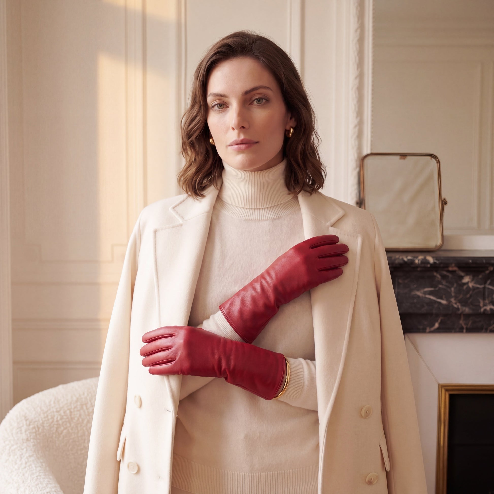 P2666 (red) - Women’s unlined Italian lambskin leather dress gloves — photo 6 of 10