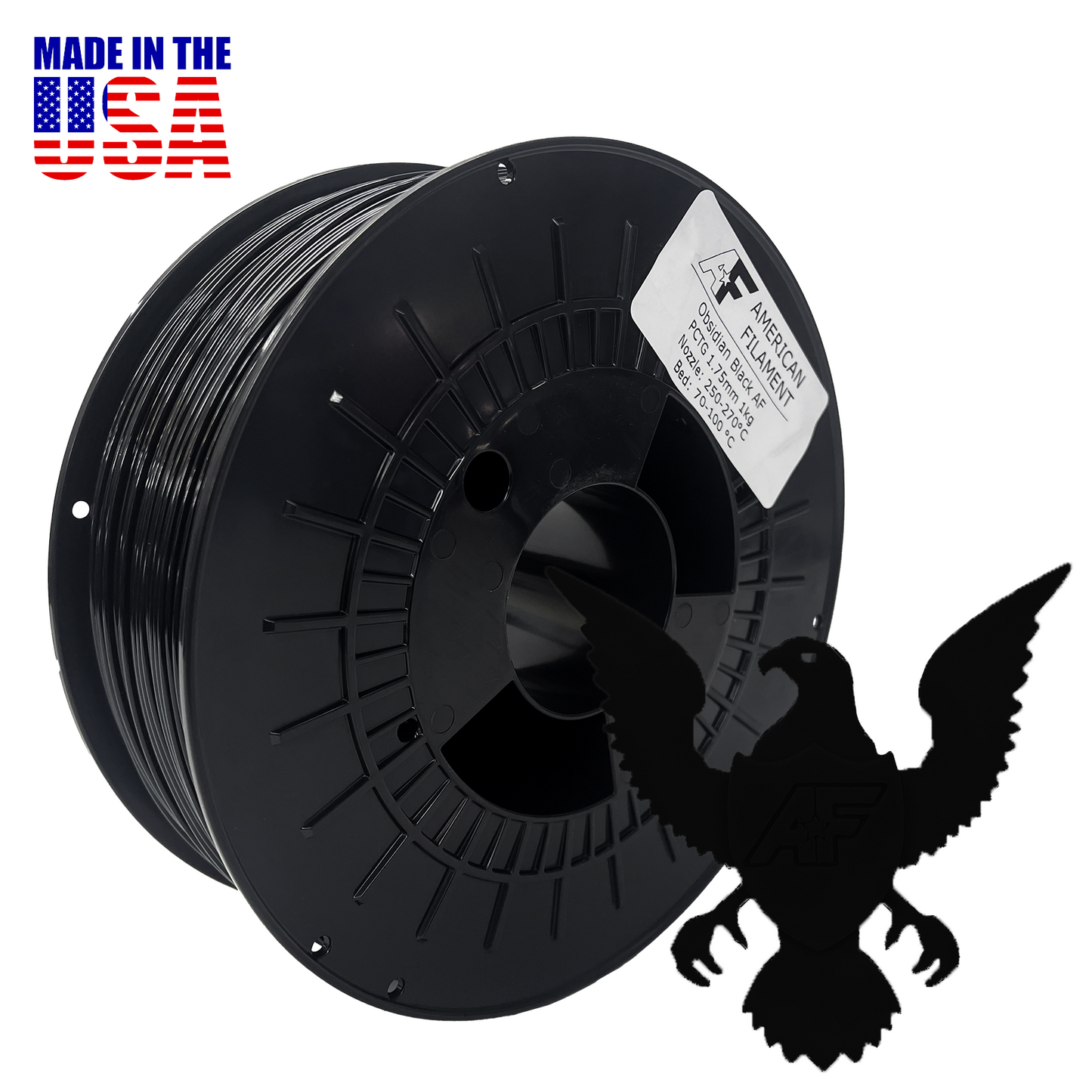 Obsidian Black AF 1.75mm PCTG Filament Made in USA!