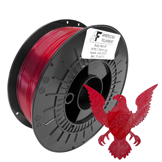 Transparentes rubinrotes AF 1,75mm PCTG Filament Hergestellt in den USA!
