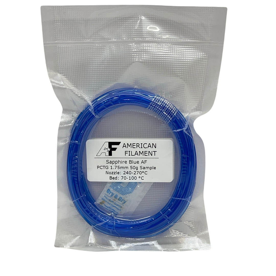 Filamento PCTG Azul Zafiro Transparente AF 1.75mm ¡Hecho en EE. UU.!