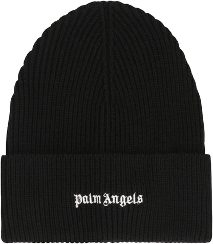 PALM ANGELS Knit Cap with Logo - Men's Winter Accessory