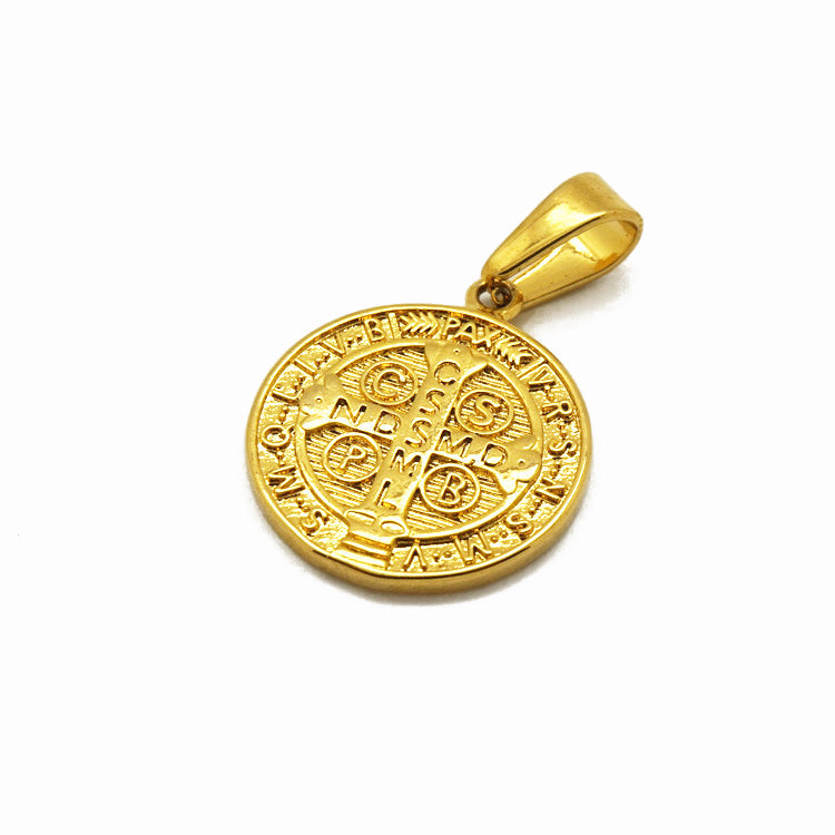 18K Gold-plated Stainless Steel St. Benedict Medal - 22 mm - Buy 1 Get 1 Free!