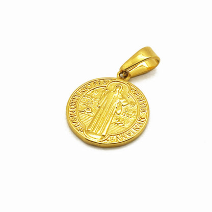 18K Gold-plated Stainless Steel St. Benedict Medal - 22 mm - Buy 1 Get 1 Free!