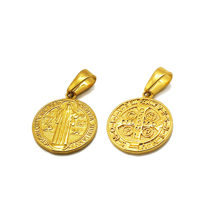18K Gold-plated Stainless Steel St. Benedict Medal - 22 mm - Buy 1 Get 1 Free!