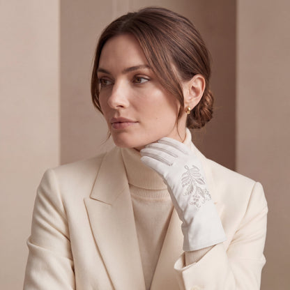PZ01G (white) – Unlined Italian lambskin embroidered dress gloves — photo 5 of 10