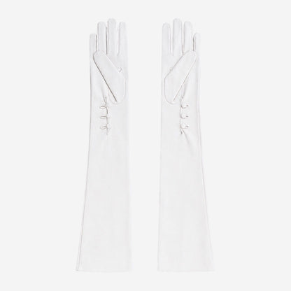 PZ01W14G (white) - Unlined Italian lambskin 16-button opera gloves with embroidery — photo 2 of 10