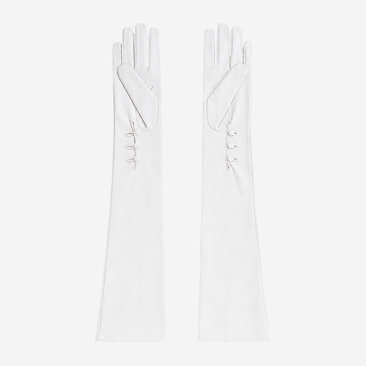PZ01W14G (white) - Unlined Italian lambskin 16-button opera gloves with embroidery — photo 2 of 10