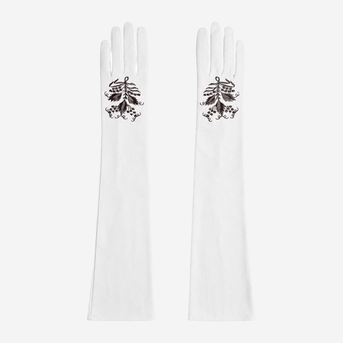 PZ01W14G (white) - Unlined Italian lambskin 16-button opera gloves with embroidery — photo 1 of 10