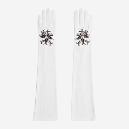 PZ01W14G (white) - Unlined Italian lambskin 16-button opera gloves with embroidery — photo 1 of 10