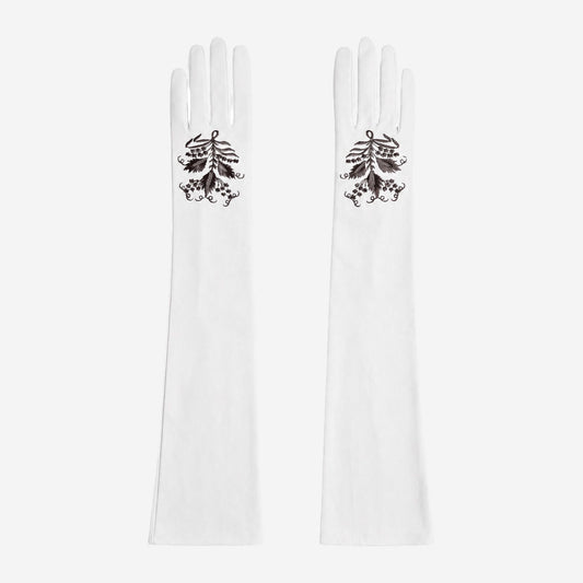 PZ01W14G (white) - Unlined Italian lambskin 16-button opera gloves with embroidery — photo 1 of 10