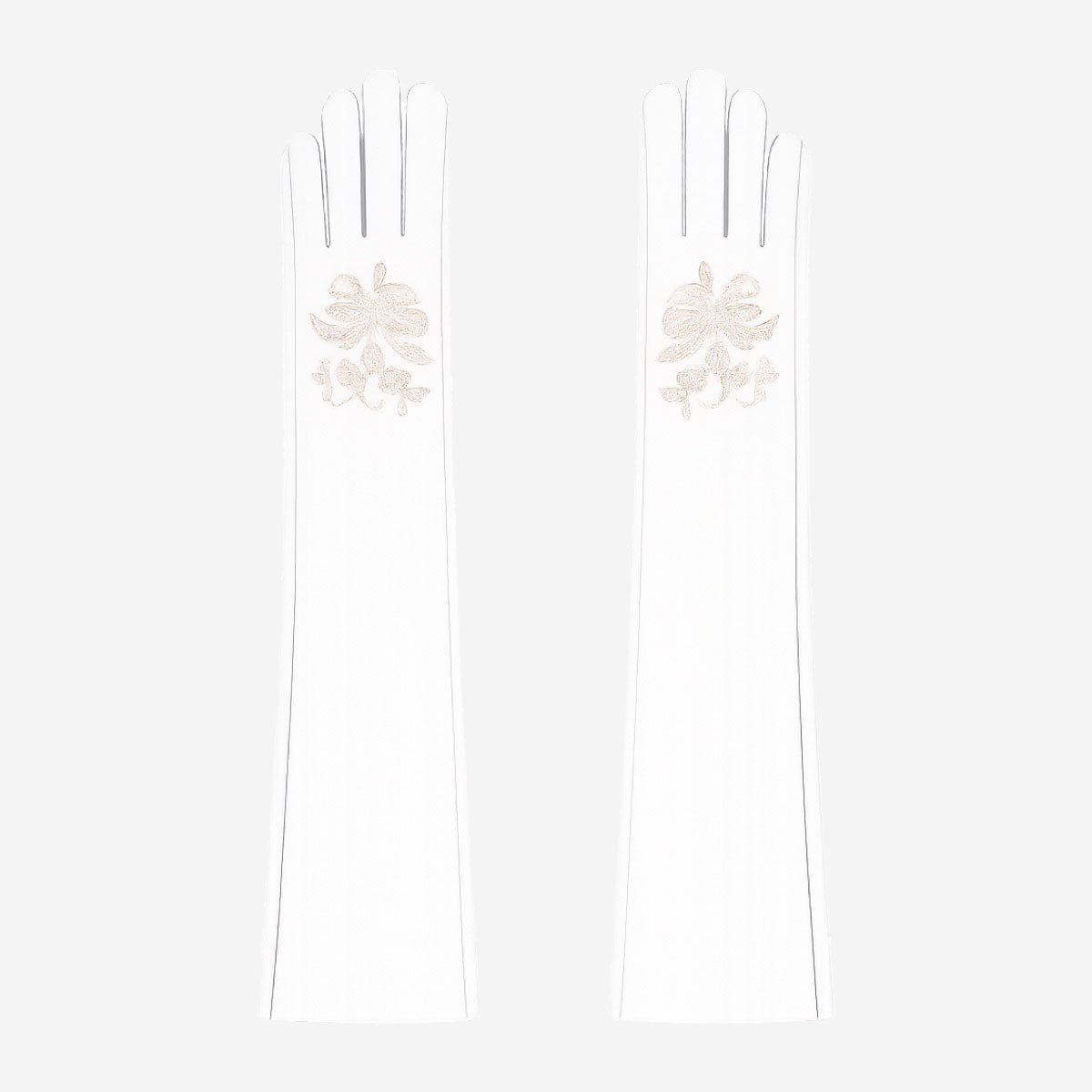 PZ01W14W (white) - Unlined Italian lambskin 16-button opera gloves with embroidery — photo 1 of 8