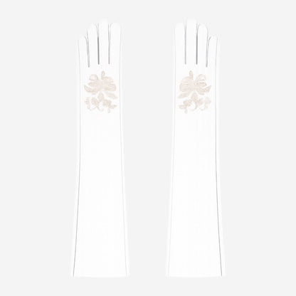 PZ01W14W (white) - Unlined Italian lambskin 16-button opera gloves with embroidery — photo 1 of 8