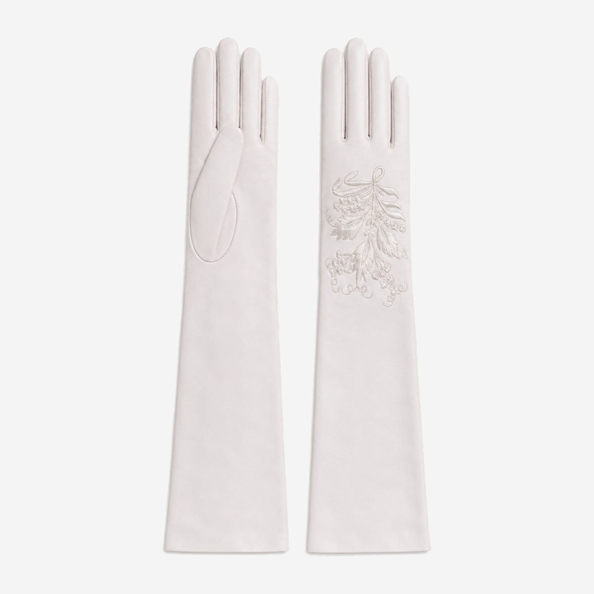PZ01W14W (white) - Unlined Italian lambskin 16-button opera gloves with embroidery — photo 2 of 8