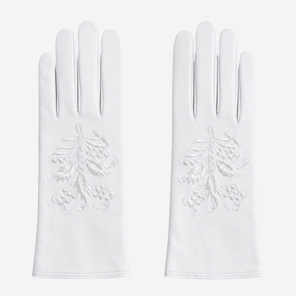 PZ01 (white) – Embroidered unlined Italian lambskin opera gloves — photo 1 of 10