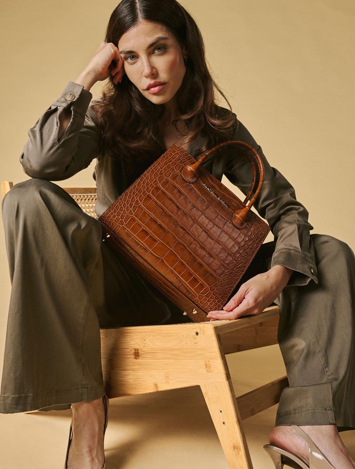 Patrizia (brown) - Italian calf leather womens handbag (with shoulder strap) — photo 9 of 10