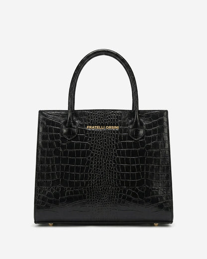 Patrizia (black) - Italian calf leather women's handbag (with shoulder strap) — photo 1 of 7