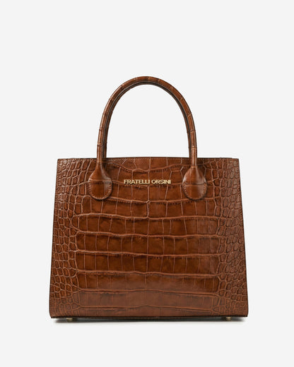 Patrizia (brown) - Italian calf leather womens handbag (with shoulder strap) — photo 2 of 10