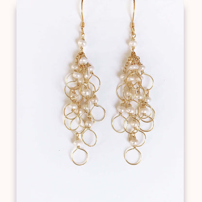 Pearl Chain Loop Earrings