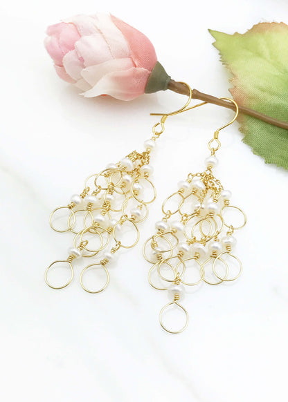 Pearl Chain Loop Earrings