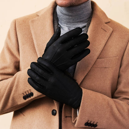 Antonio (black) – Luxurious Italian peccary leather gloves with cashmere lining — photo 7 of 10
