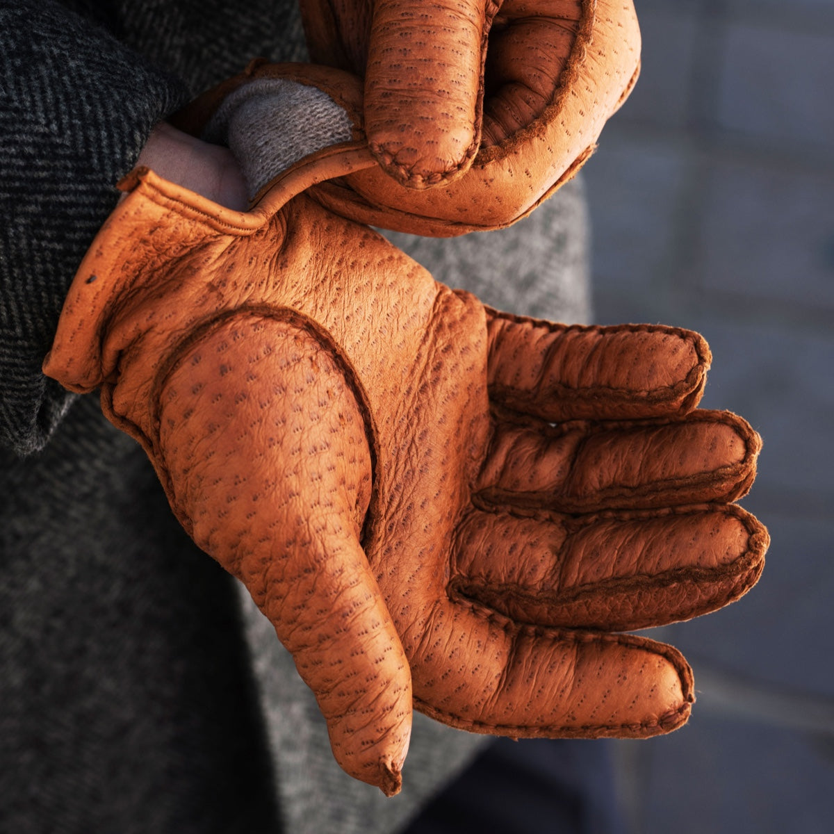 Antonio (brown) – Luxurious Italian peccary leather gloves with cashmere lining — photo 7 of 10
