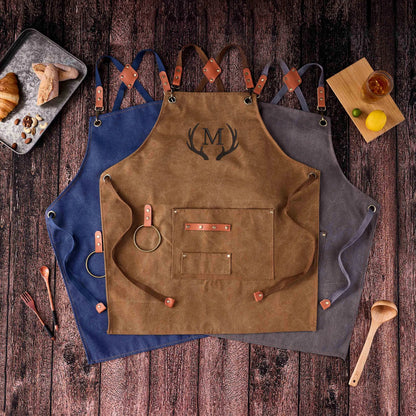 Personalized Embroidered Apron For Men and Women, Chef Apron, Canvas Work Apron, Custom Gift