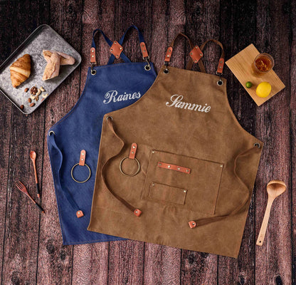 Personalized Embroidered Apron For Men and Women, Chef Apron, Canvas Work Apron, Custom Gift