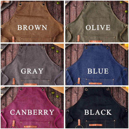 Personalized Embroidered Apron For Men and Women, Chef Apron, Canvas Work Apron, Custom Gift