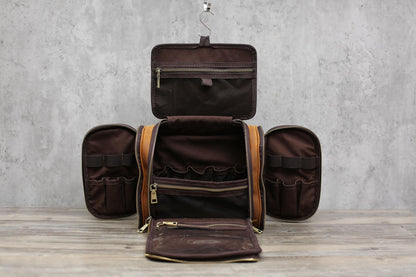 Personalized Hanging Leather Toiletry Bag, Leather Dopp Kit Bag, Groomsmen Gift