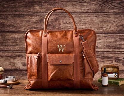 Personalized Leather Garment Bag, Water Proof Carry On Garment Bag for Business Travel, Leather Men Suit Cover, Best Gift for Him