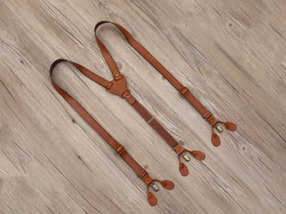 Personalized Men's Leather Suspenders, Brown Suspenders Leather Suspenders, Groomsmen Gift