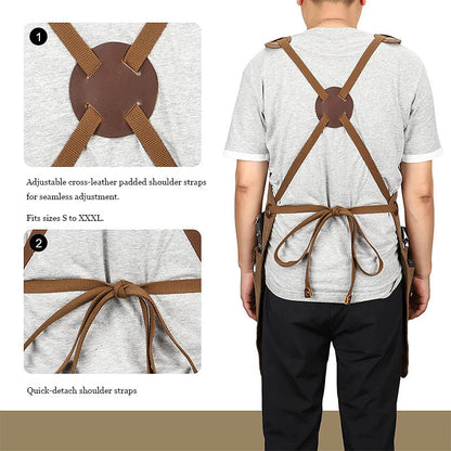 Personalized Thick Canvas Tool Apron,  Waterproof Retro Utility Apron for Craftsman, Gardener & Artisan