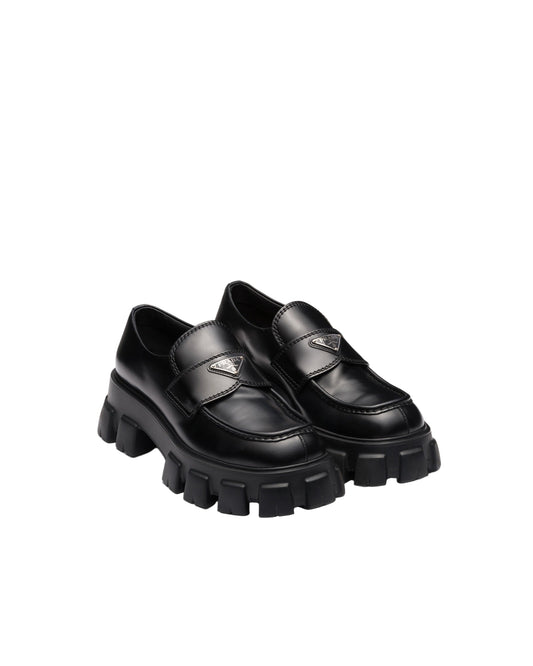 Prada Monolith brushed leather loafers