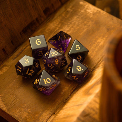 Lila Edelstein Amethyst DND Würfel-Set