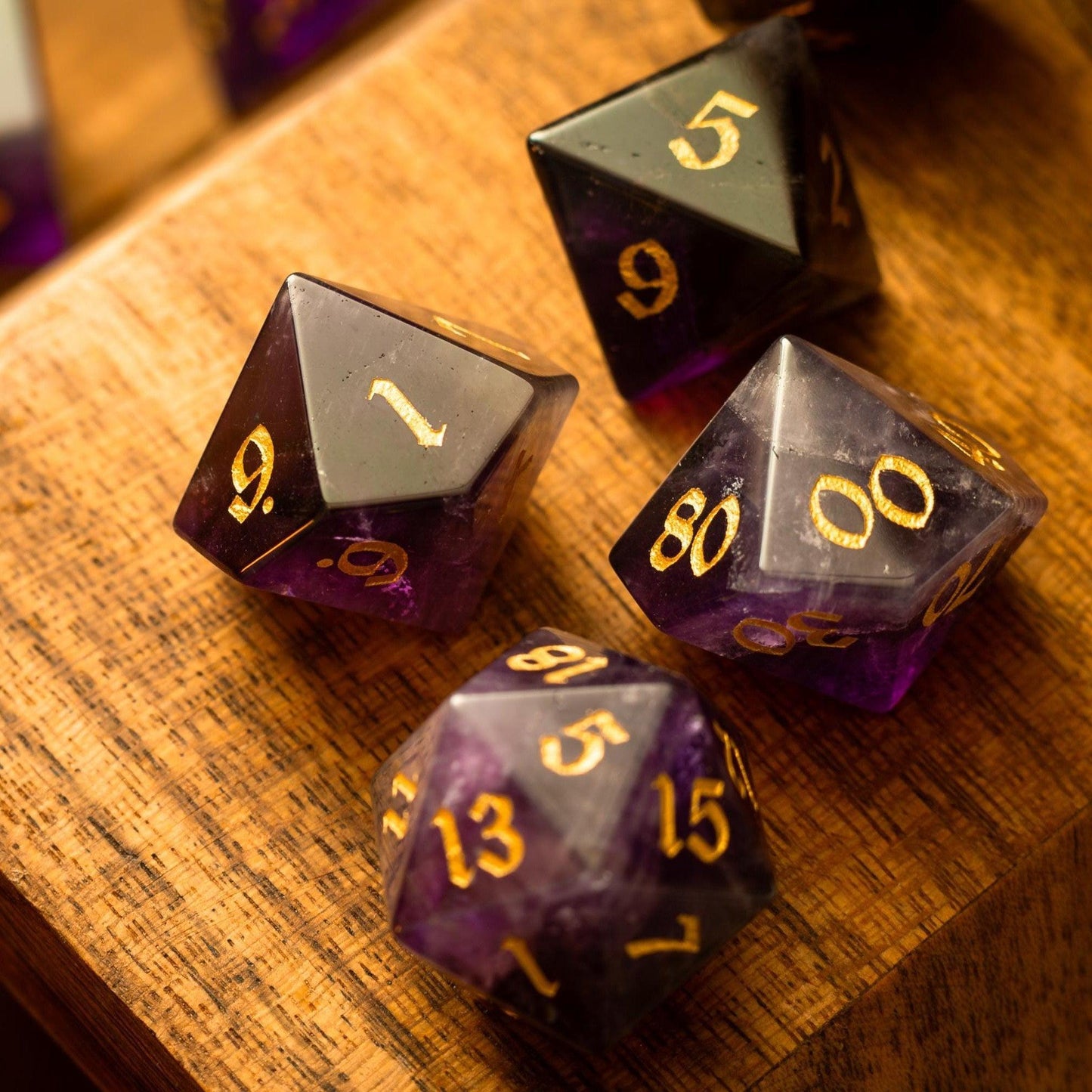 Lila Edelstein Amethyst DND Würfel-Set
