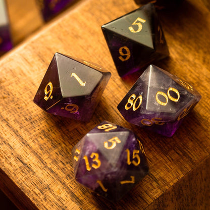 Lila Edelstein Amethyst DND Würfel-Set