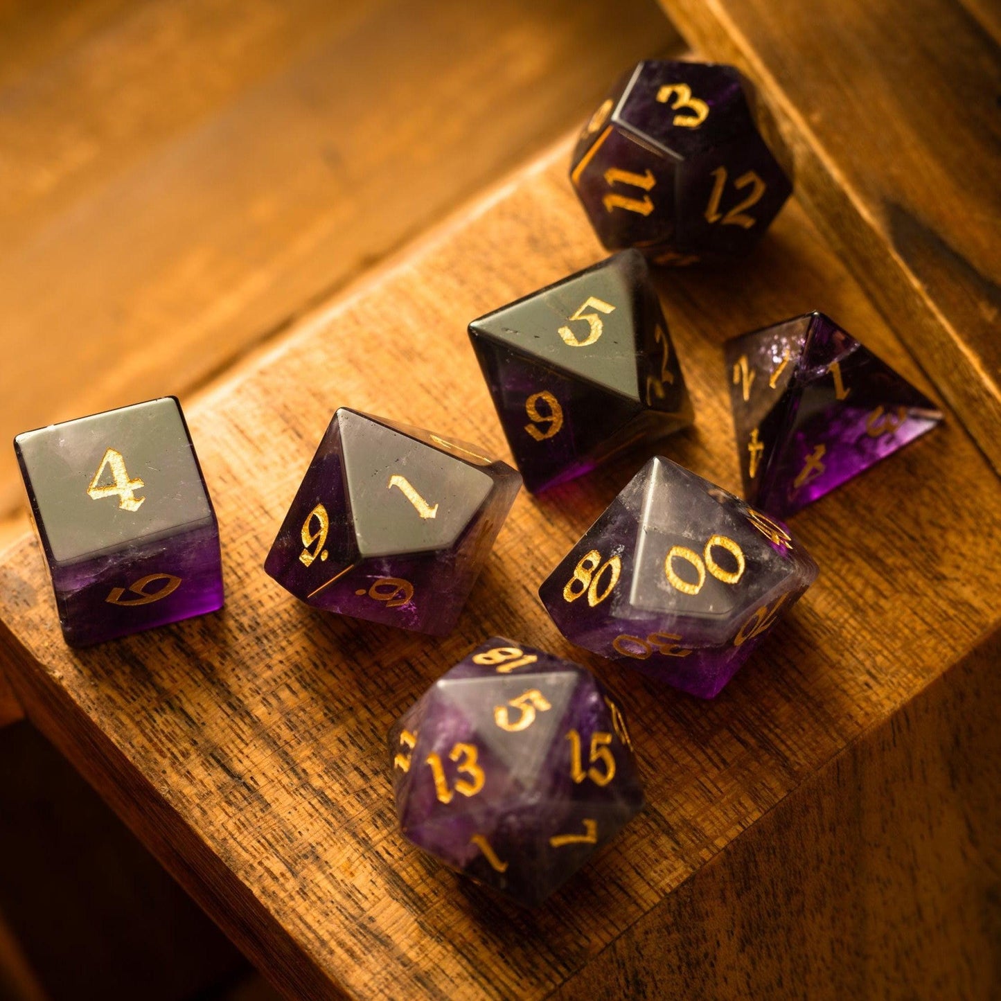 Lila Edelstein Amethyst DND Würfel-Set