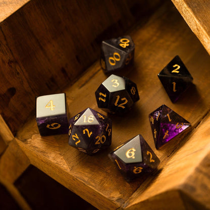 Lila Edelstein Amethyst DND Würfel-Set