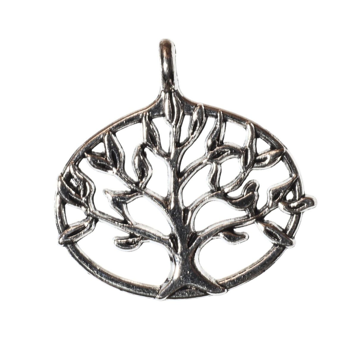 Tree of Life Oval Pendant - Silver over Brass - Sold Per Piece