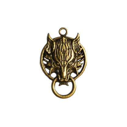 Wolf Head Connector Charm - Antique Brass