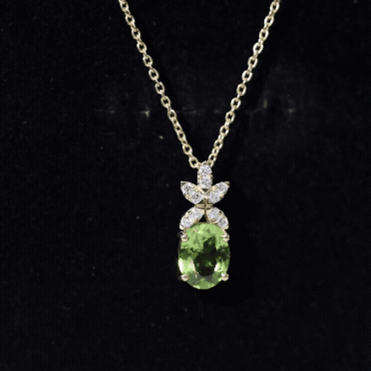 1,7 Karat Oval Peridot Diamant Blumenkette für Damen