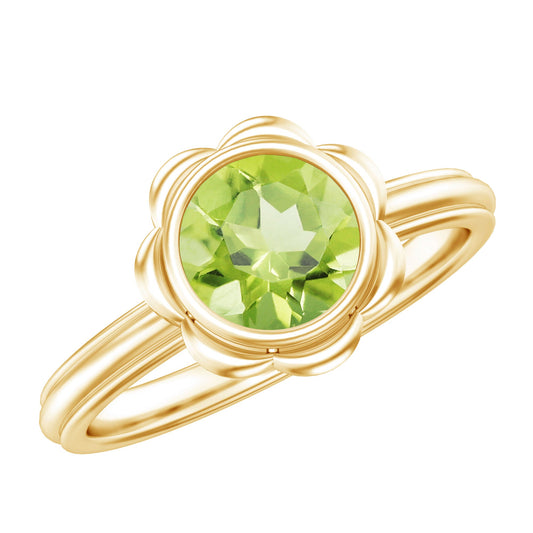 Bezel Set 1.2 Carat Peridot Engagement Ring for Women — photo 1 of 10