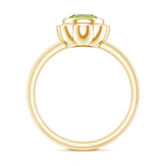 Bezel Set 1.2 Carat Peridot Engagement Ring for Women — photo 2 of 10