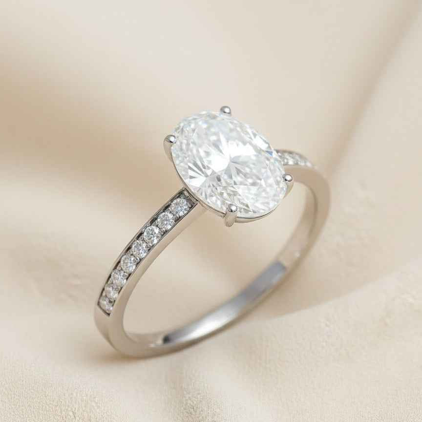 The Radiant Oval: 1.60ct Moissanite Pave Engagement Ring