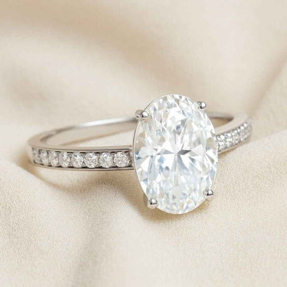 The Radiant Oval: 1.60ct Moissanite Pave Engagement Ring